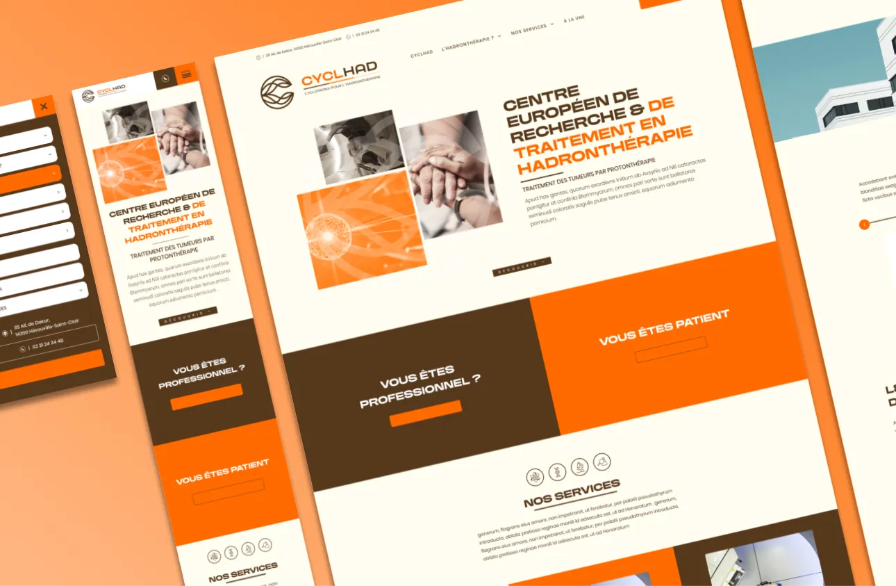 Pages du site CYCLHAD, centre d'hadronthérapie