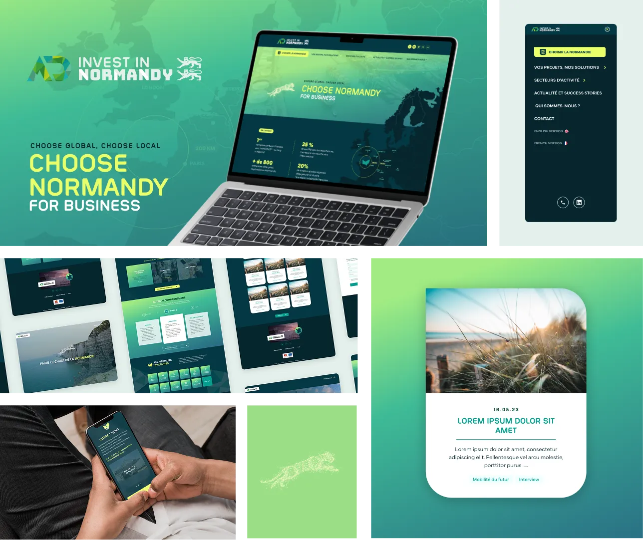 Planche Invest in Normandy « Choose Normandy for business » sur ordinateur et mobile