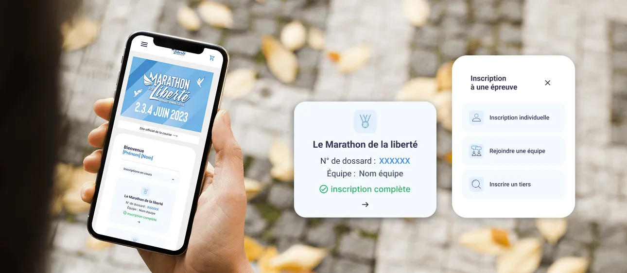 Parcours d'inscription du Marathon de la Liberté sur smartphone