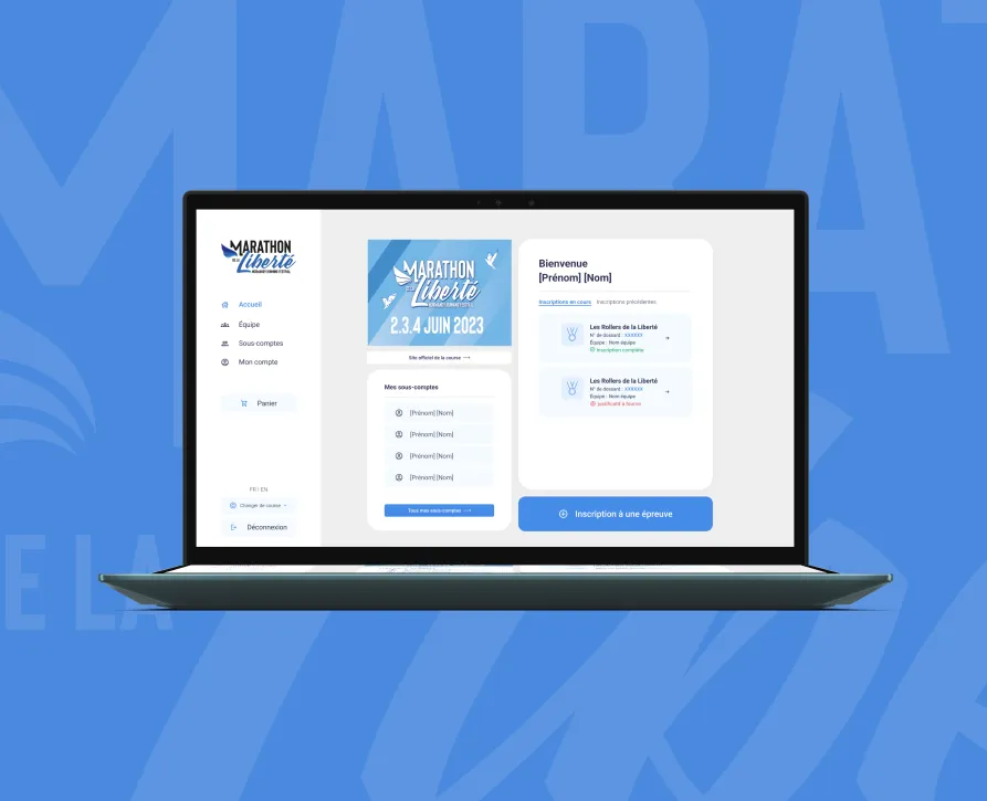 Plateforme d'inscription du Marathon de la Liberté sur ordinateur portable