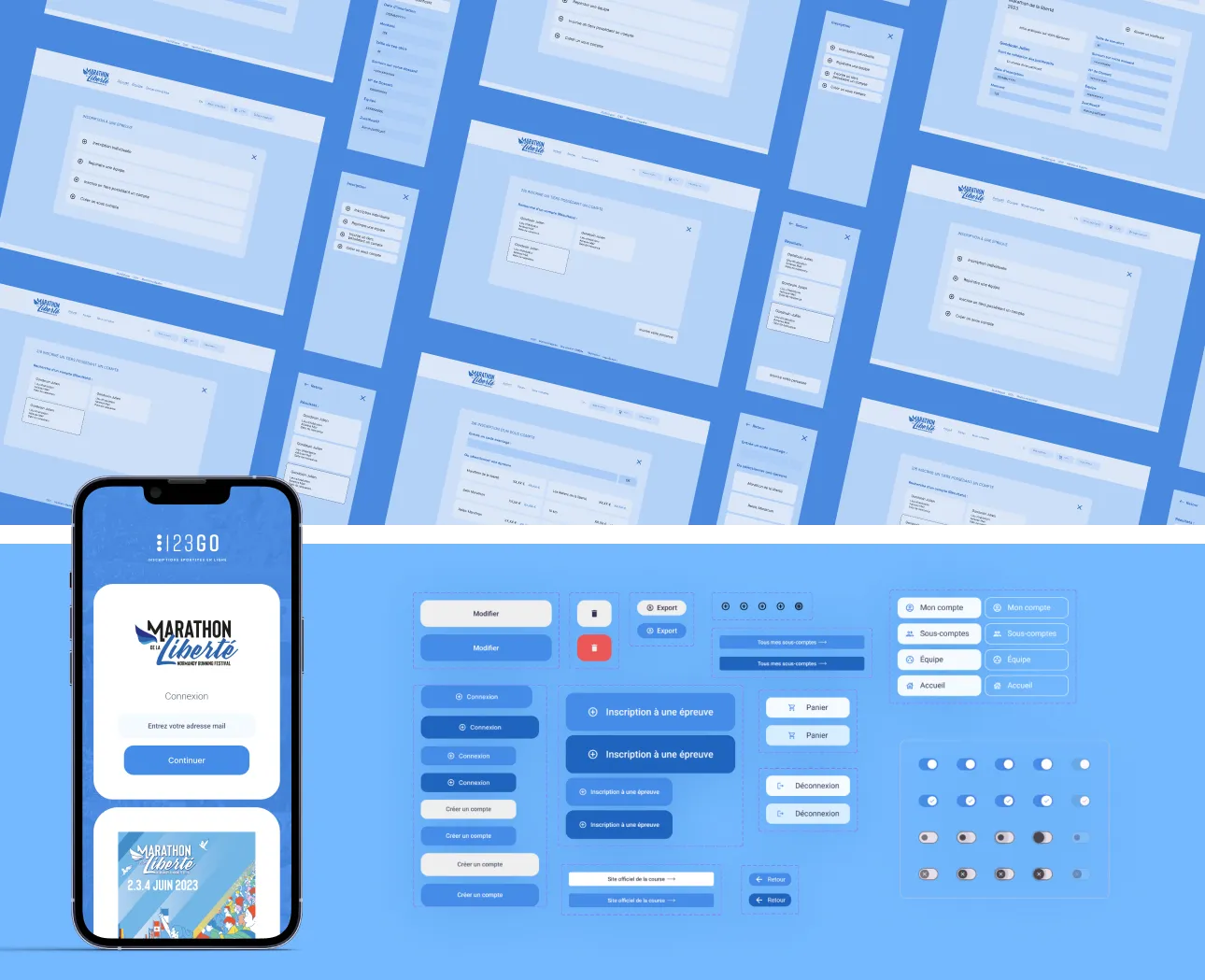 Design system de la plateforme d'inscription : composants, formulaires et version mobile