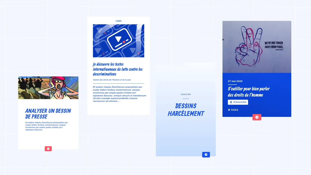 Pages de la plateforme Dessins de presse : ressources et analyses de dessins