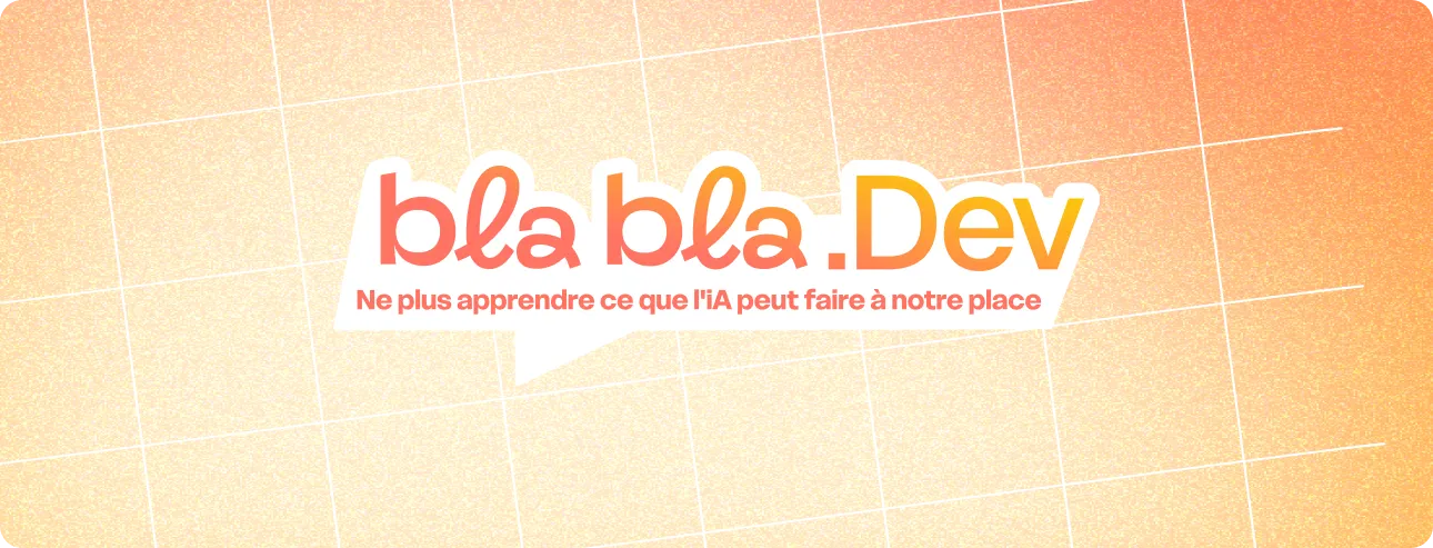 Logo Blabla.dev sur fond dégradé orangé