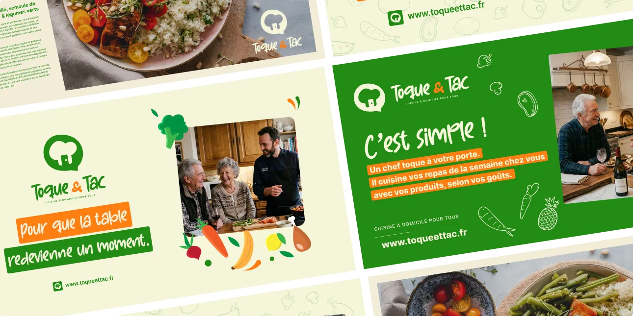 Visuels de communication Toque & Tac avec photos de chefs et de plats