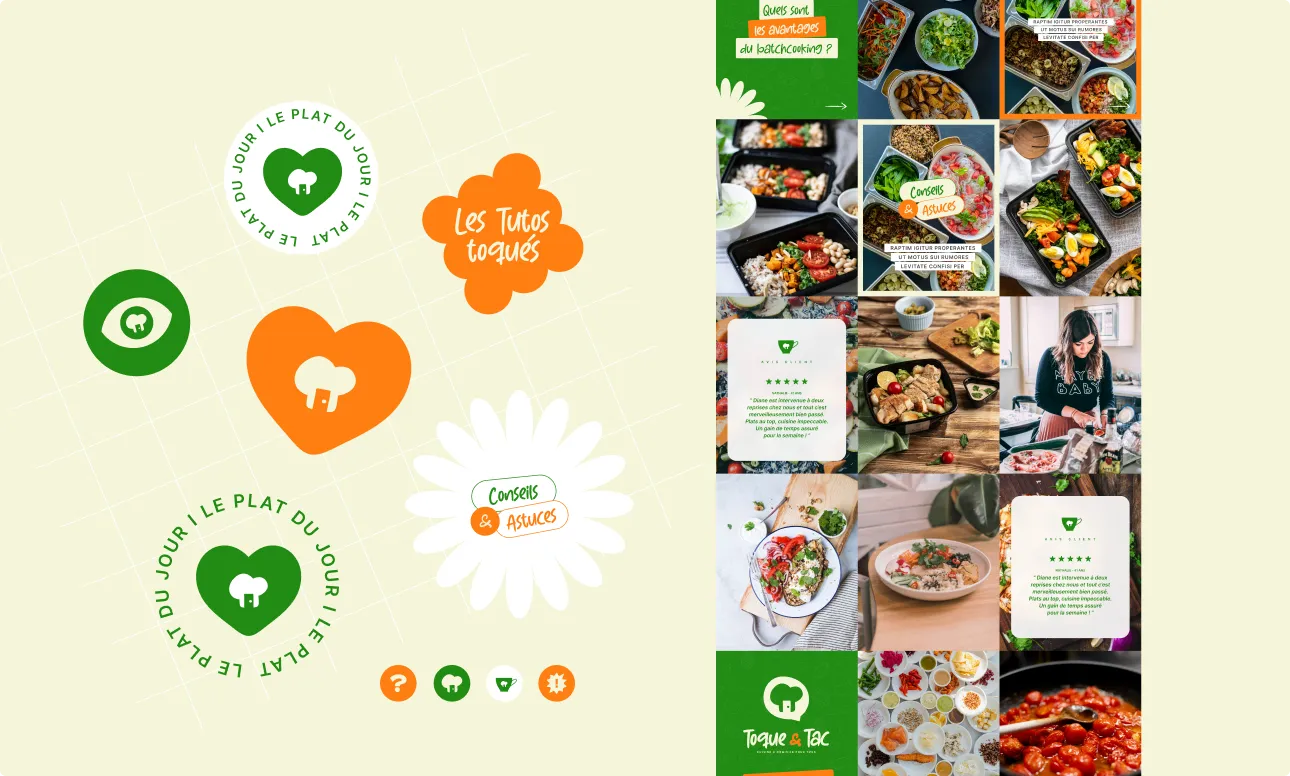 Stickers Toque & Tac et grille de publications Instagram