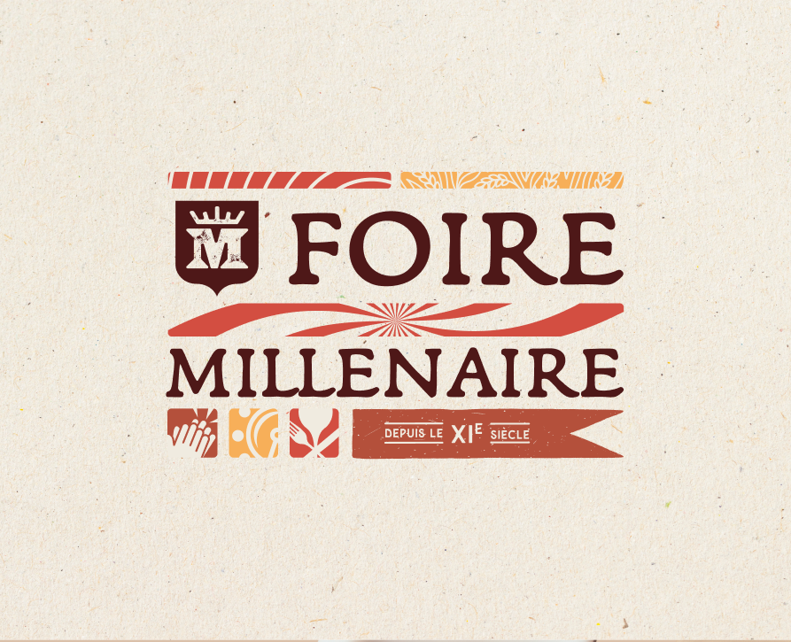 Logo Foire Millénaire avec blason et mention « depuis le XIe siècle »