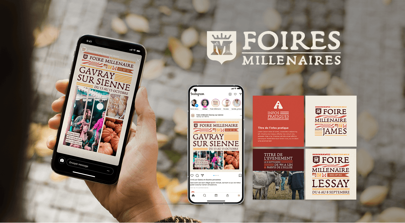 Publications réseaux sociaux des Foires Millénaires sur smartphone