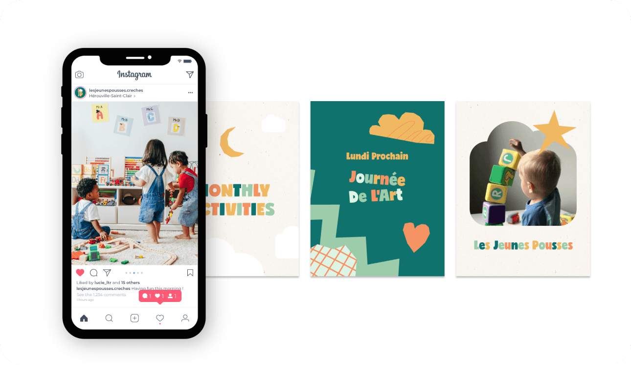 Publications Instagram Les Jeunes Pousses sur smartphone