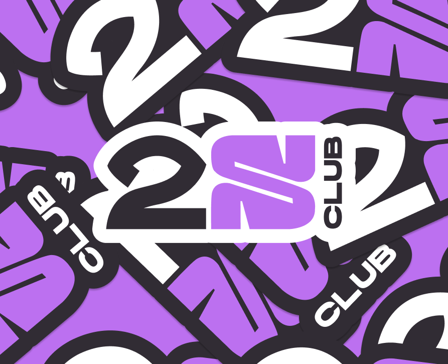 Motif sticker 2S Club en violet, blanc et noir