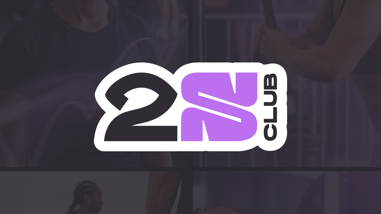 Logo 2S Club en sticker sur fond de salle de sport