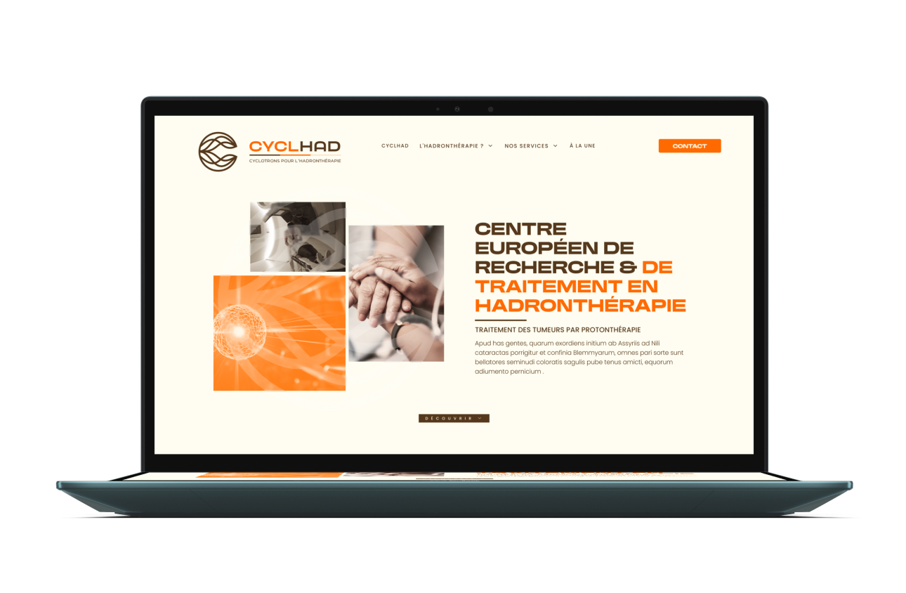 Page d'accueil du site CYCLHAD, centre européen d'hadronthérapie, sur ordinateur