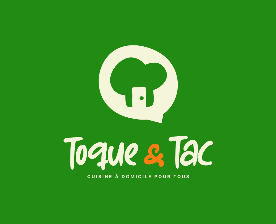 Logo Toque & Tac « Cuisine à domicile pour tous » sur fond vert