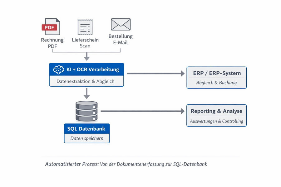 Automatisierter Prozess von der Dokumentenerfassung zur SQL-Datenbank