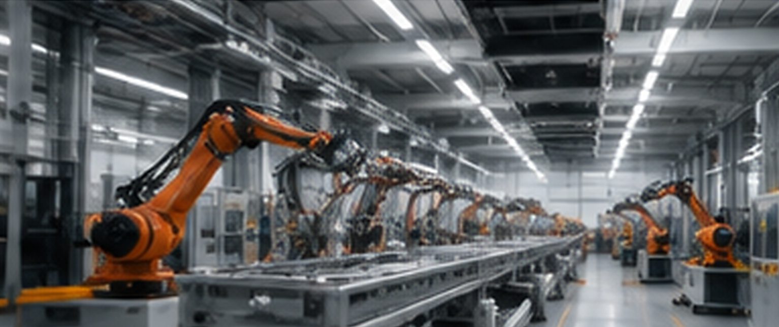 Roboterarme an einer Produktionslinie