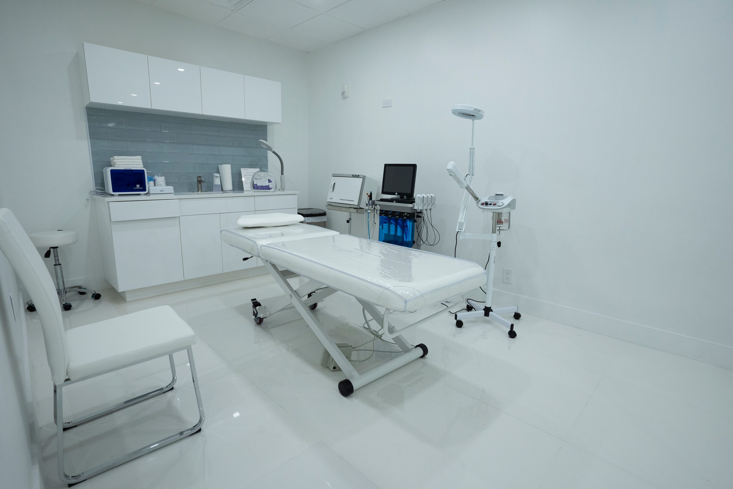 Facial treatment room at Cosmetica Med Spa in Boca Raton