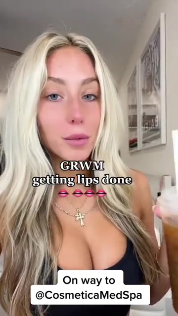 Alix Earle getting ready on her way to her lip filler appointment at Cosmetica Med Spa