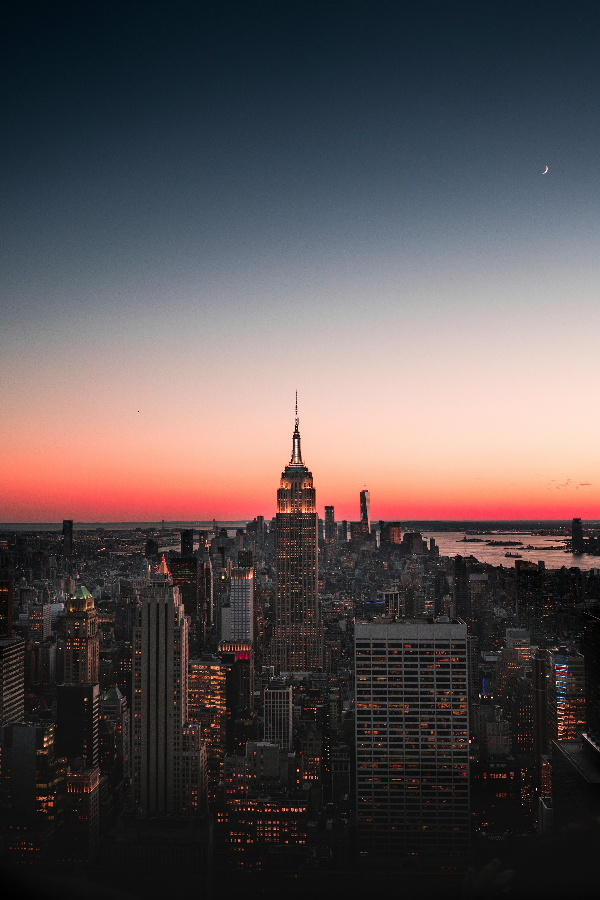 New York City skyline at sunset with the Empire State Building