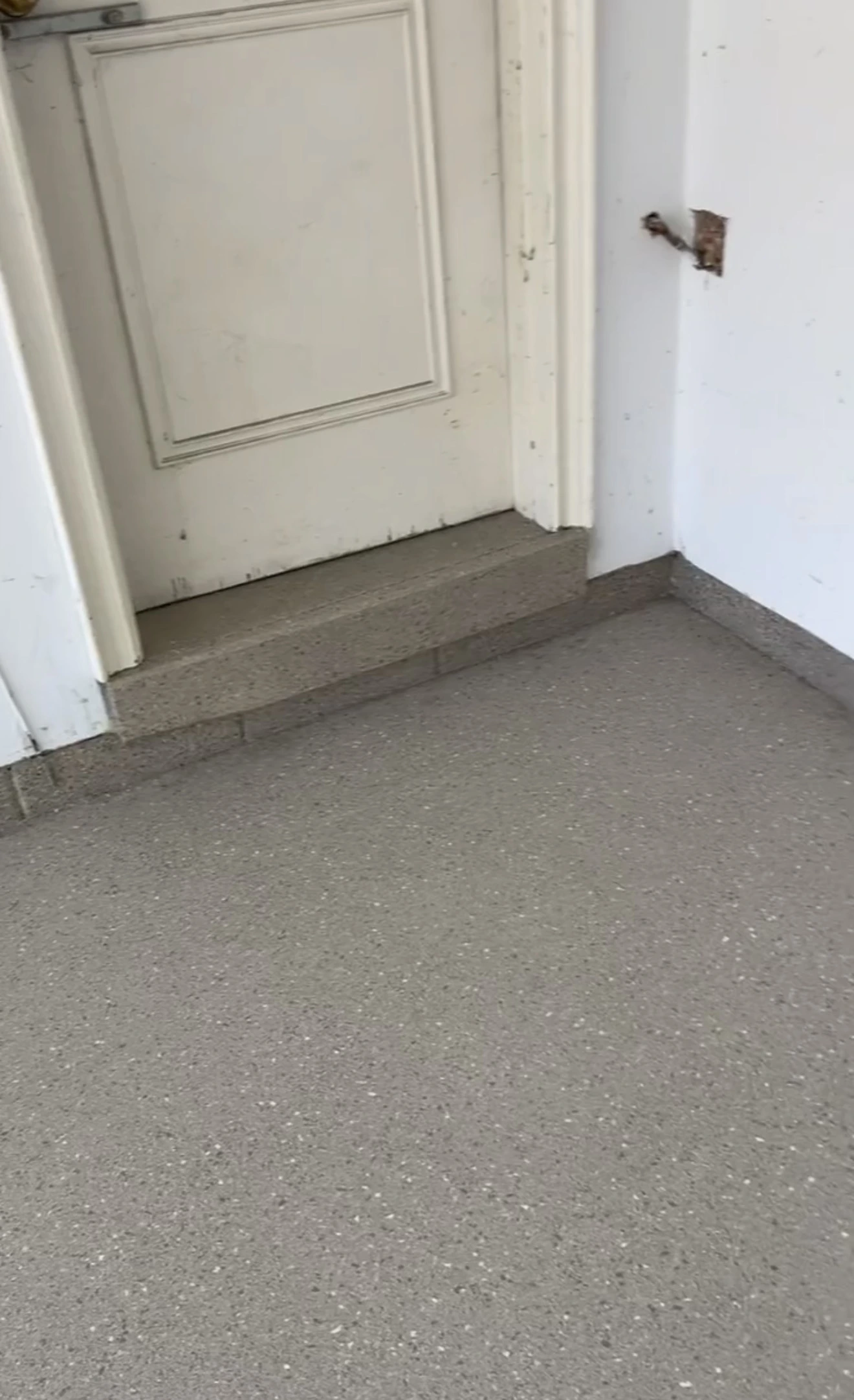 Dusting bare concrete in garage tire paths after Ontario winter exposure