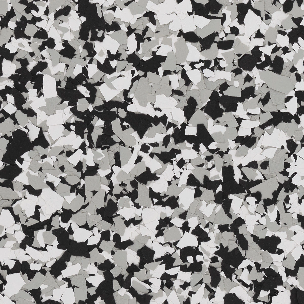 Domino FB-411 garage floor coating color blend with bold black, white, and grey tones