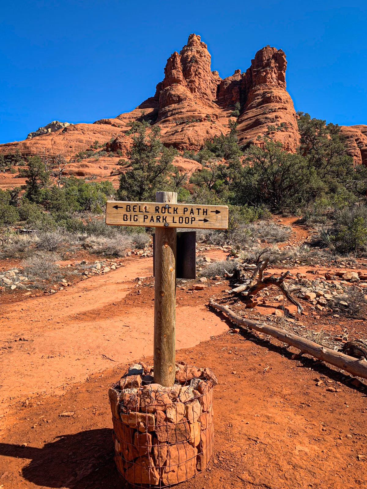 Bell Rock Path trailhead sign marking a Sedona Red Rock Pass parking area