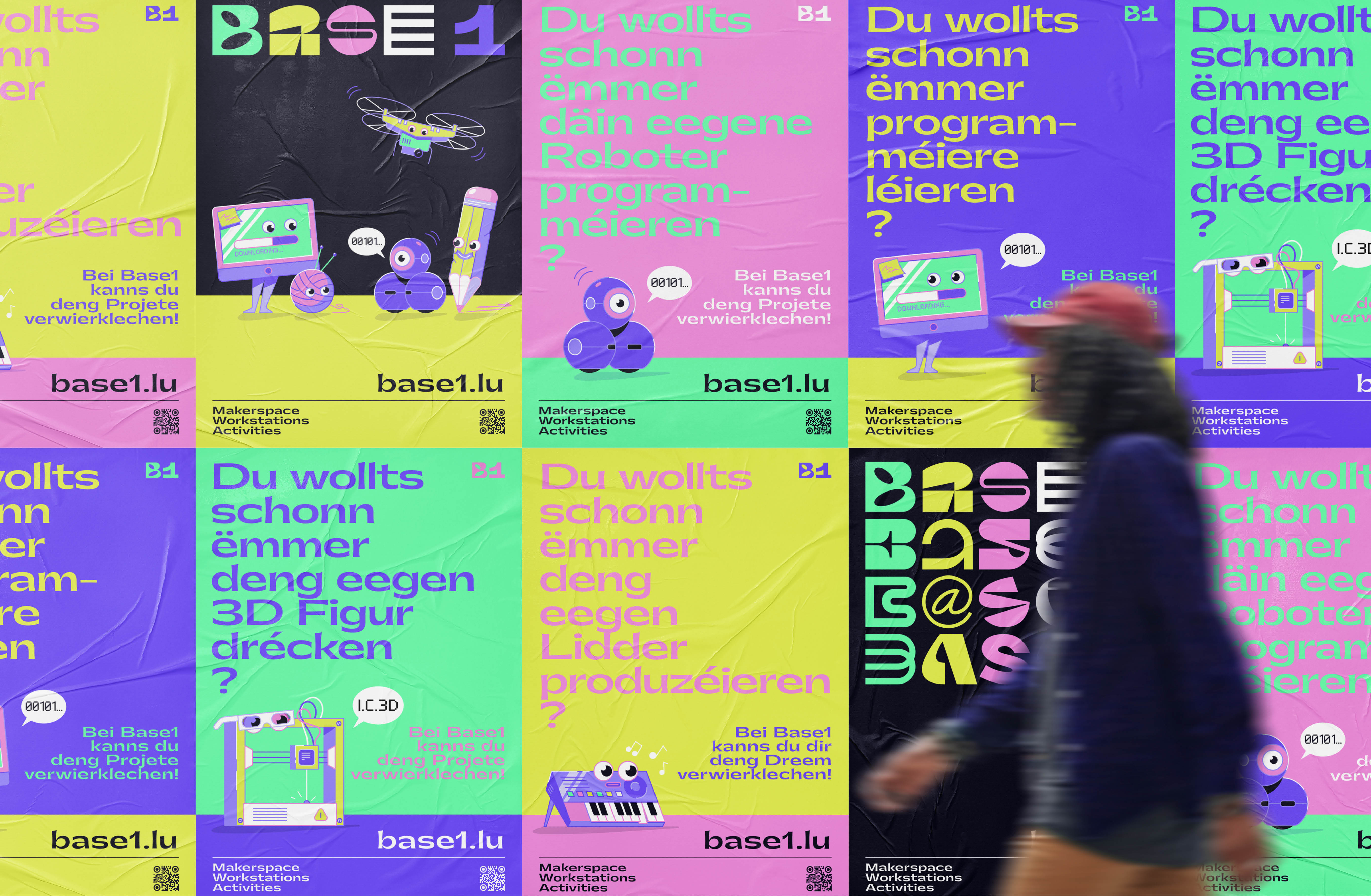Base1 posters on a street wall