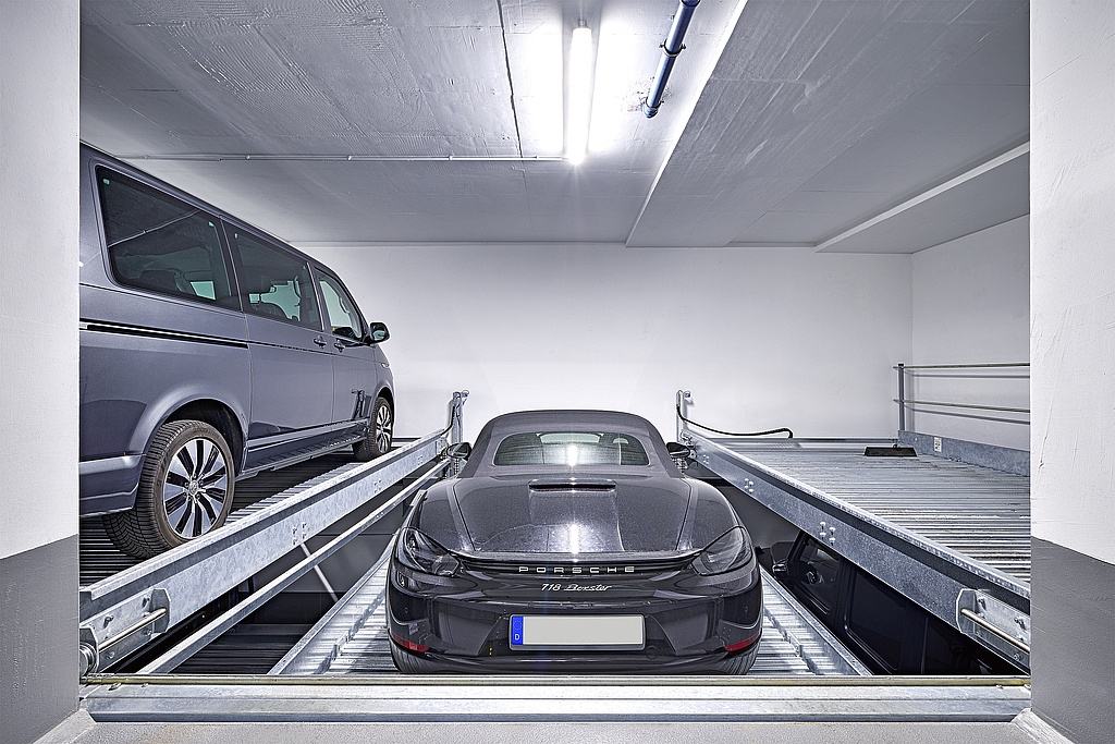 Detalj från installerat robotparkeringssystem