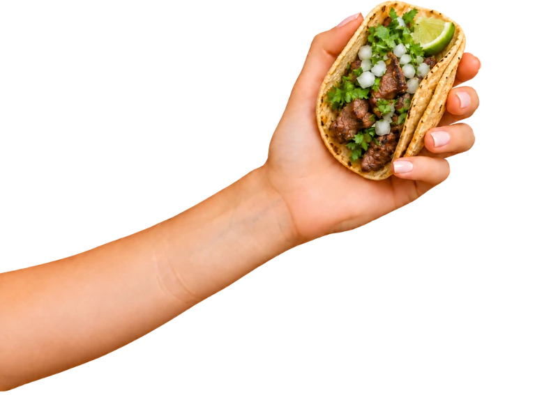 Main tenant un taco garni
