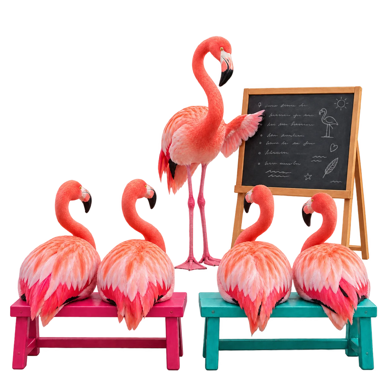 Flamant rose professeur devant sa classe de flamants, forfait Grupo de cours d'espagnol en groupe