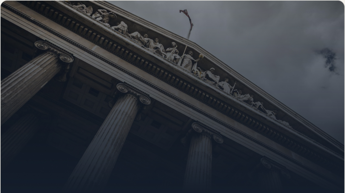 Columns of a classical courthouse facade