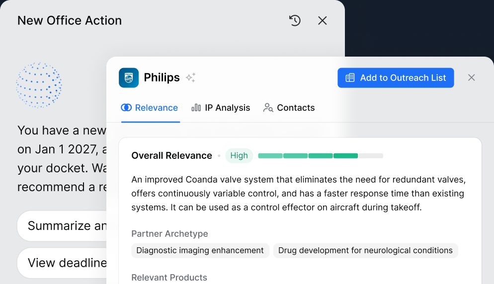 Tradespace Agentic IP Platform: office action assistant and Philips relevance analysis