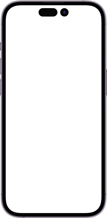 Front view of a black Apple iPhone 14 Pro with the screen turned off, showing the device’s rounded edges, front camera, and sensor near the top.