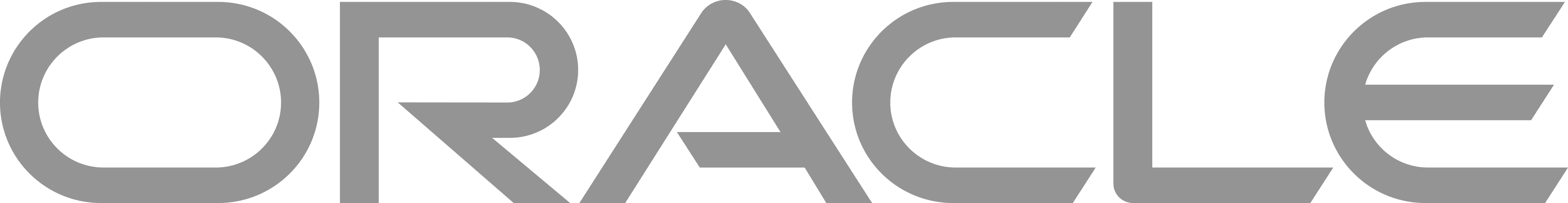 Oracle company logo with stylized gray uppercase letters spelling ORACLE on a transparent background.