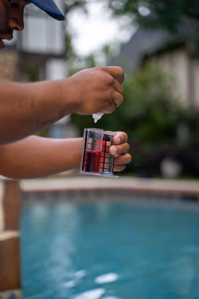 Free pool water testing service checking chemical balance and safety