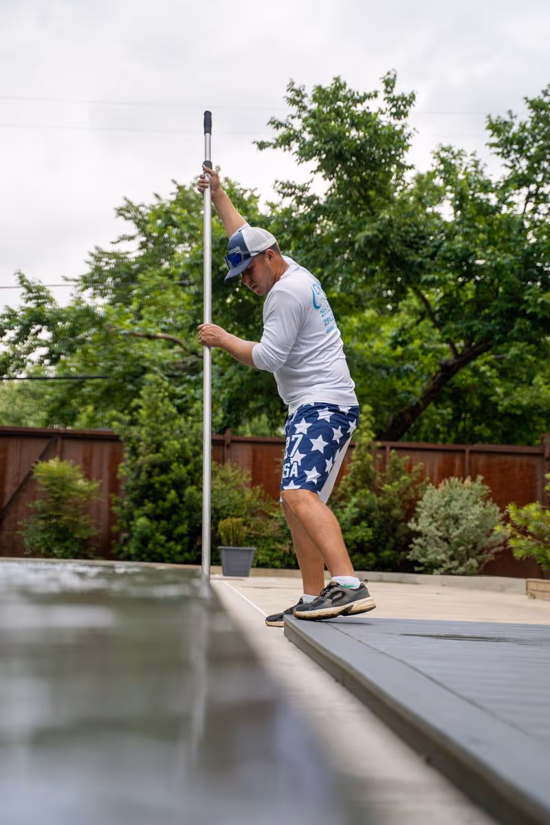 Weekly pool maintenance service visit with equipment check