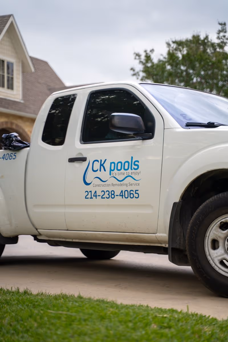 CK Pools service truck ready for residential pool maintenance