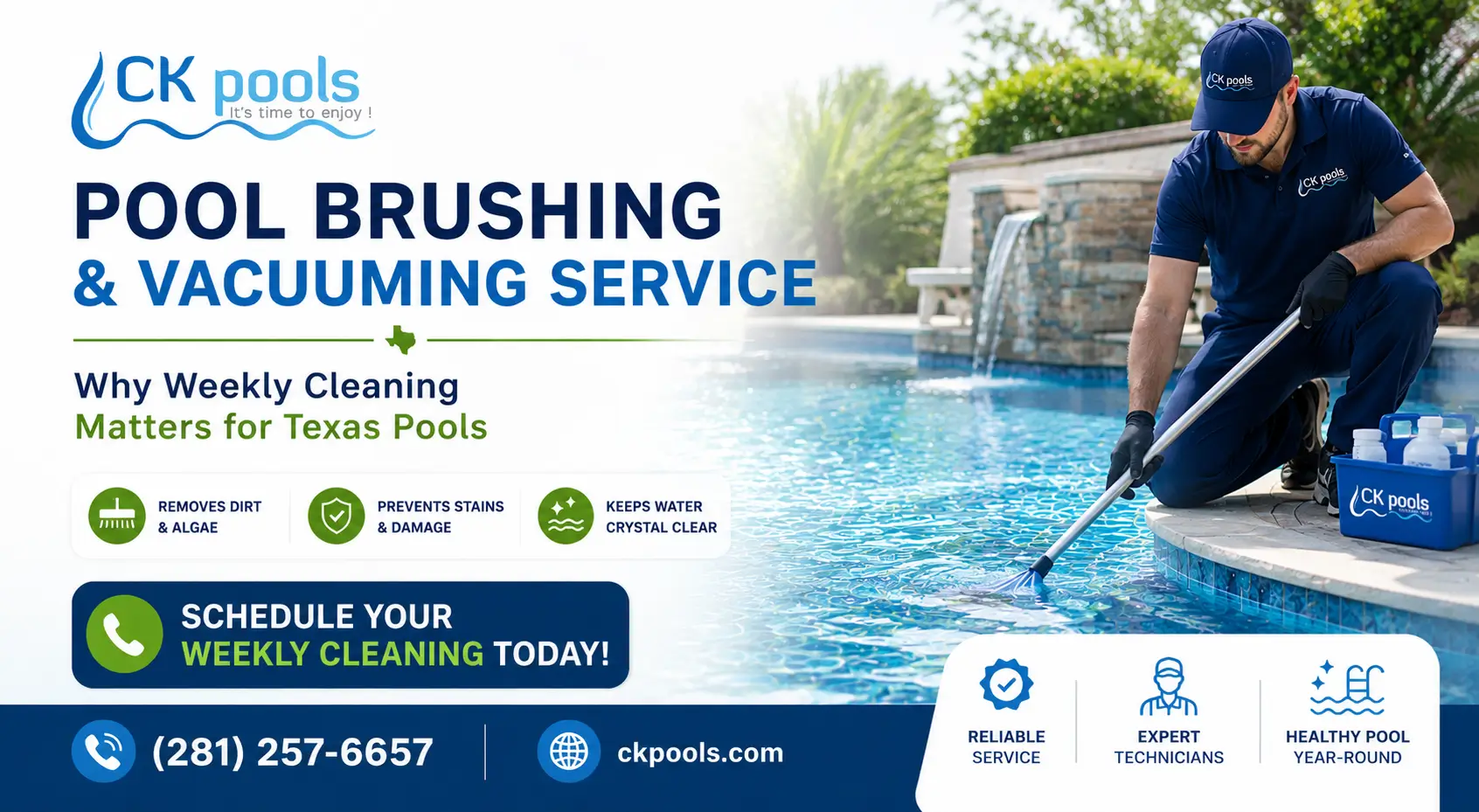 Pool Brushing and Vacuuming Service: Why Weekly Cleaning Matters for Texas Pools