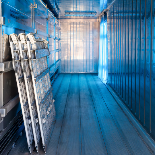 Interior of an empty refrigerated trailer