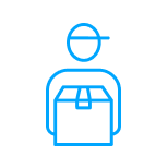 Delivery person holding a package icon