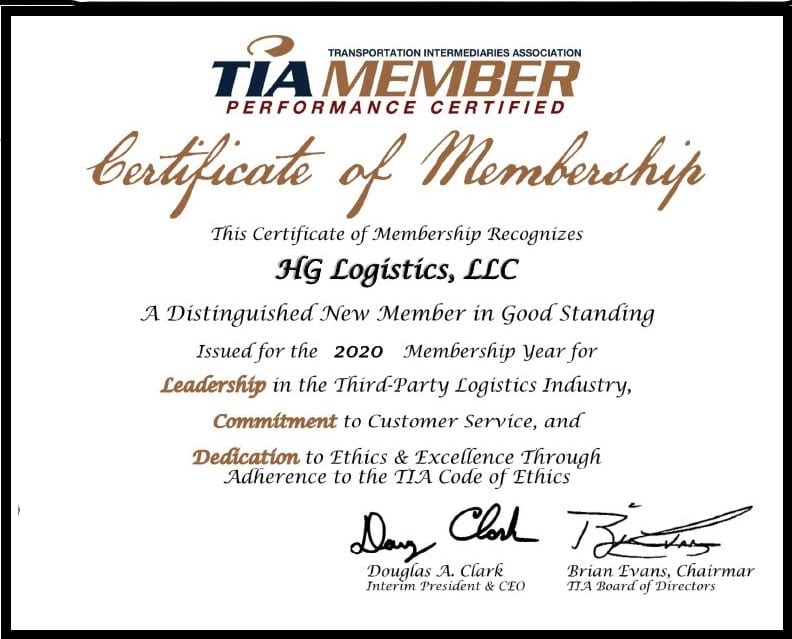 HG Logistics – TIA Member Since 2007