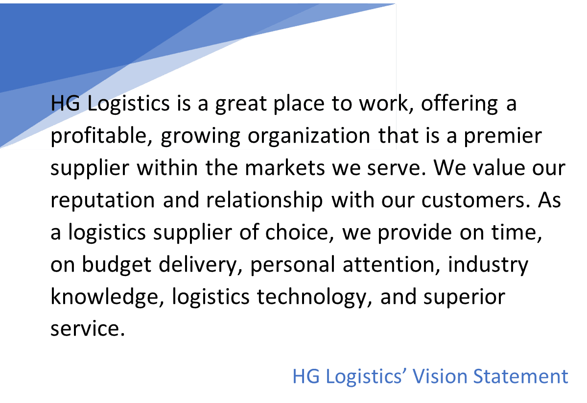 HG Logistics’ Vision Statement