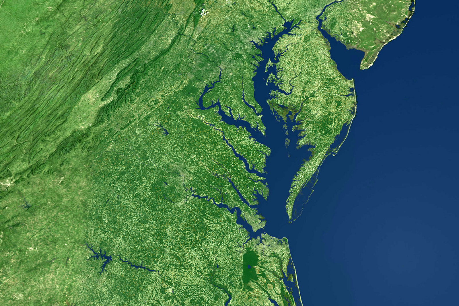 Satellite view of the Chesapeake Bay watershed