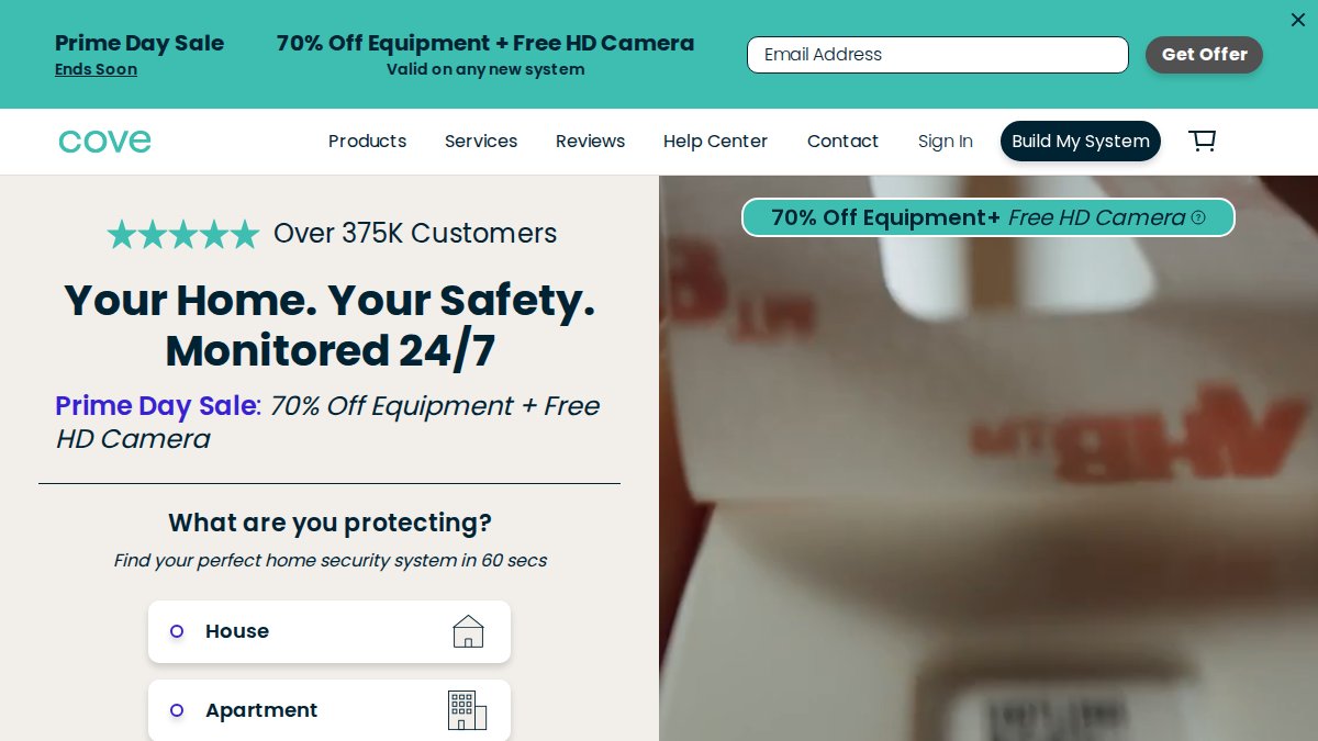 Screenshot of covesmart.com interface