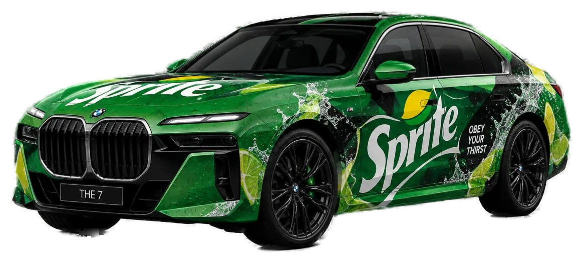 Beispiel einer StreetFlow-Folierung: Limousine mit Getränkemotiv