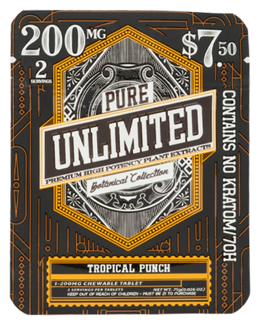 Pure Unlimited Tropical Punch 200mg chewable tablet pack