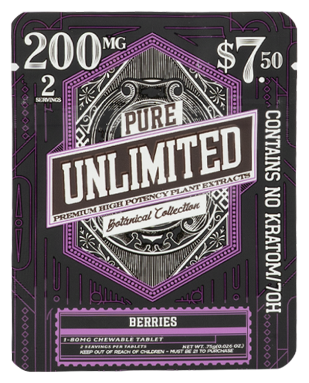 Pure Unlimited Berries 200mg chewable tablet pack