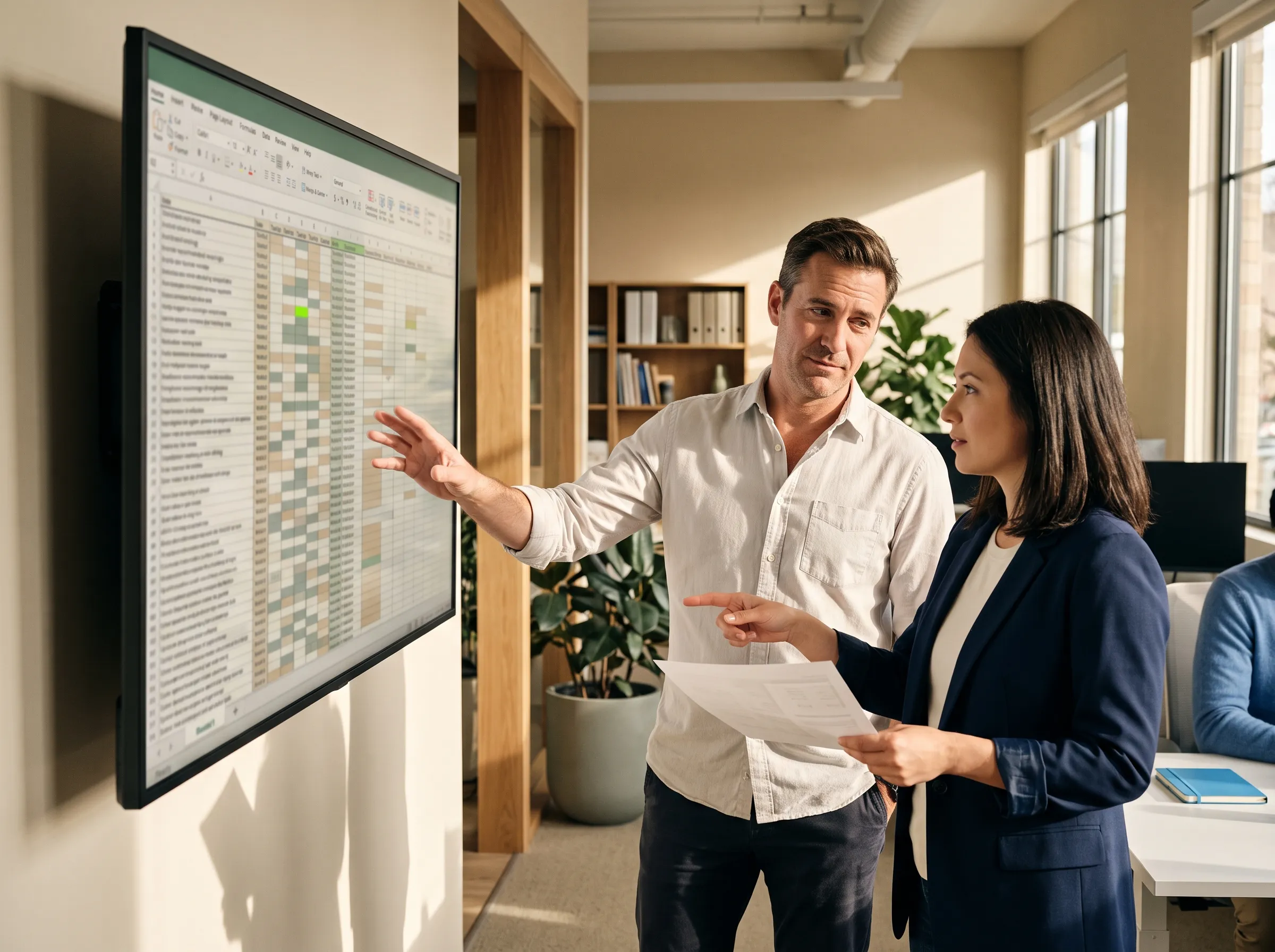 An operations lead and a licensing expert reviewing a multi-state license tracker before expanding