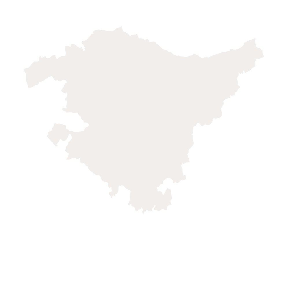 Silhouette grise clair de la carte des provinces du Pays basque sans texte ni frontières internes visibles.