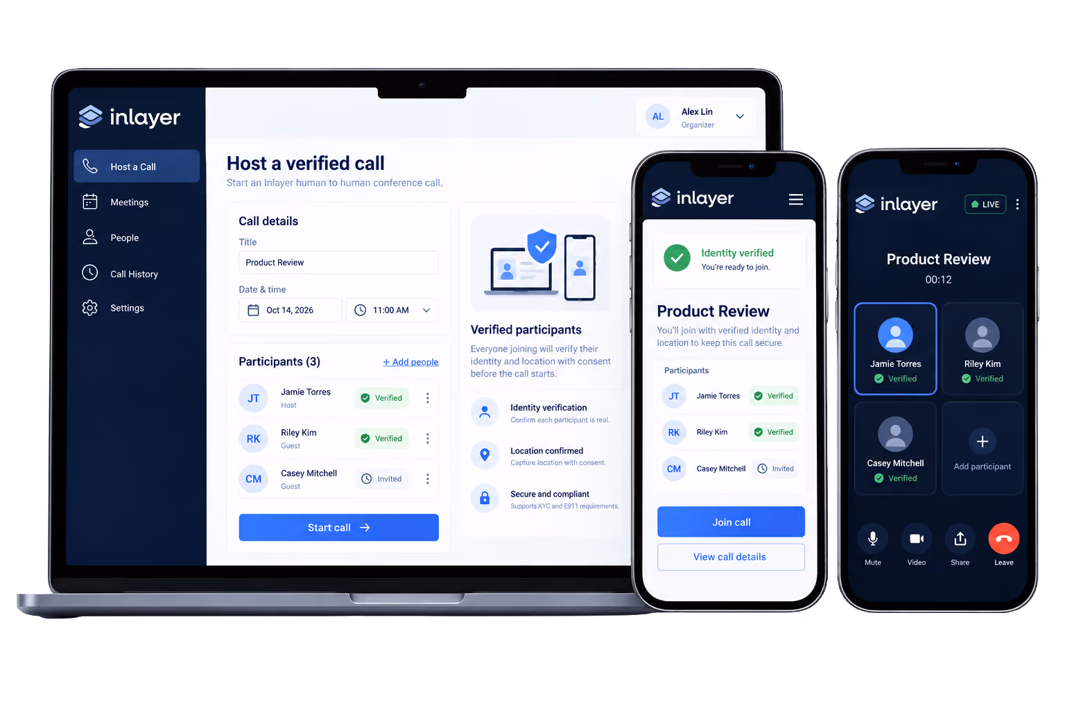 Product mockup of Verified Human Communications Platform.