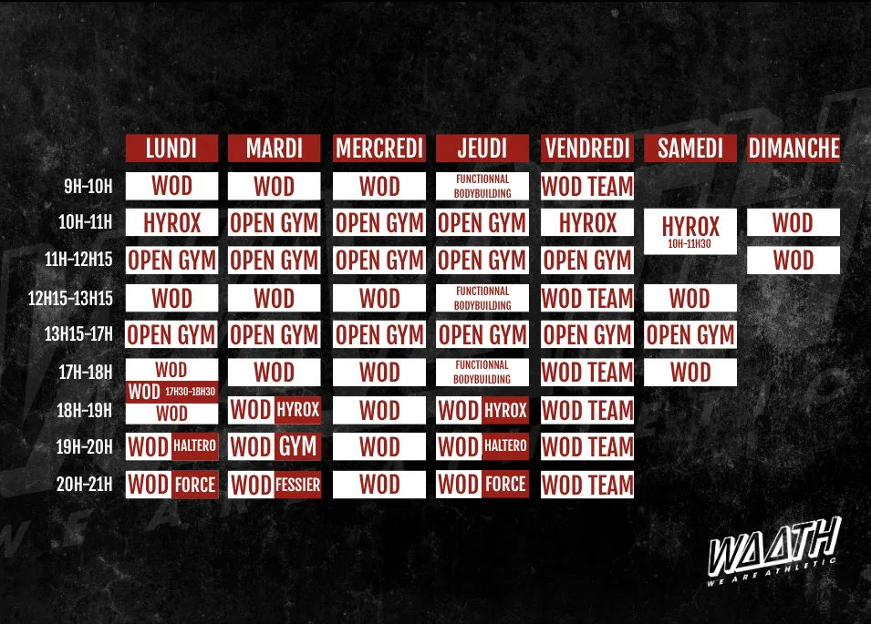 Planning de la semaine WAATH HQ