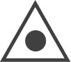 Dark gray circle centered within a light square frame on a black background.